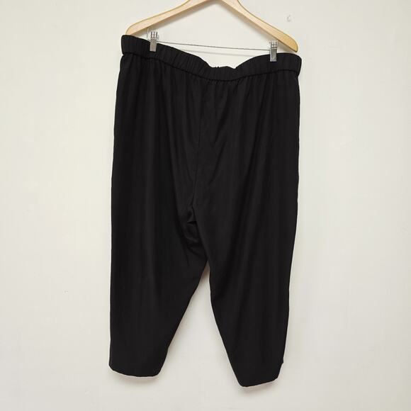 Eileen Fisher Slouchy Crop Pant Size 2X Black Pockets Sandwashed Tencel NWT - Picture 3 of 10
